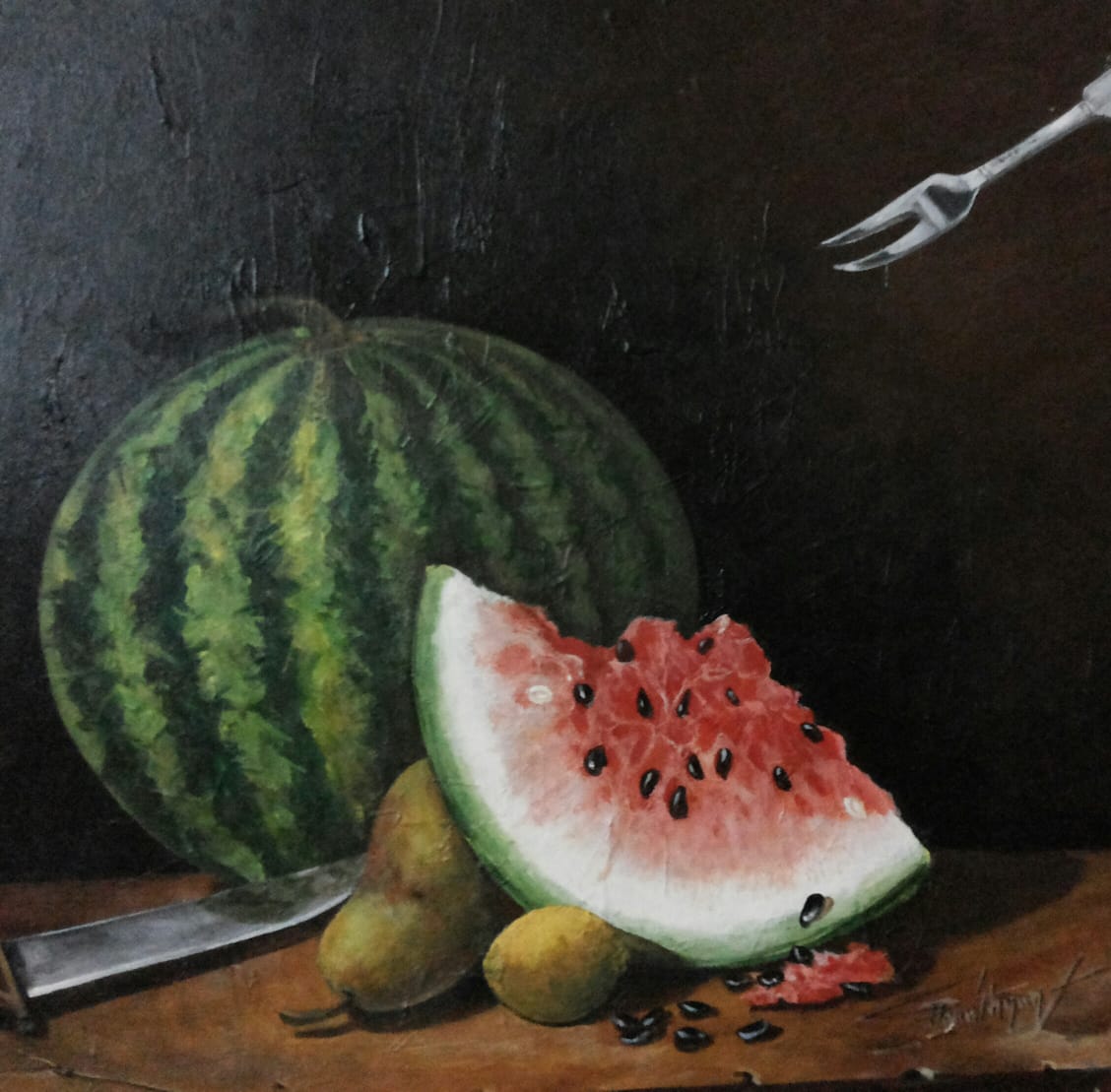 Realism Painting with Acrylic on Canvas "Watermelon " art by Ghanshyam Kashyap