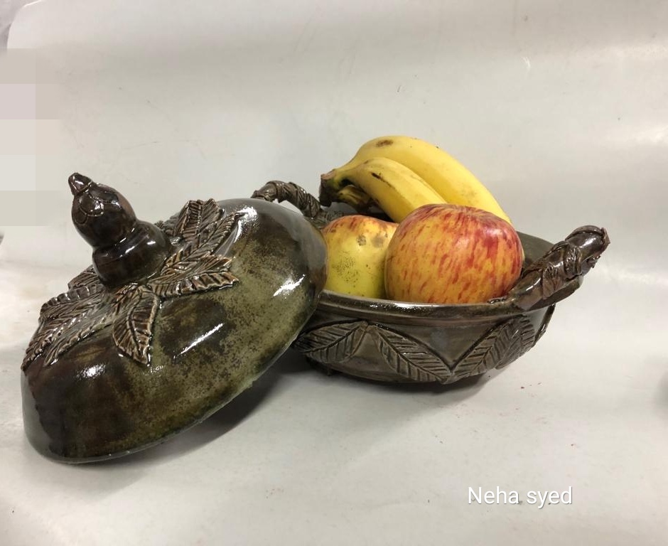 Pottery Sculpture with Ceramic"Fruit bowl" art by Neha Syyed