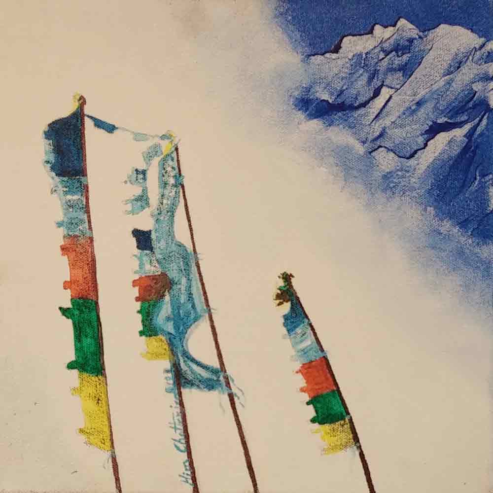 Semi Realistic Painting with Acrylic on Canvas "Himalaya-1" art by Him Chatterjee