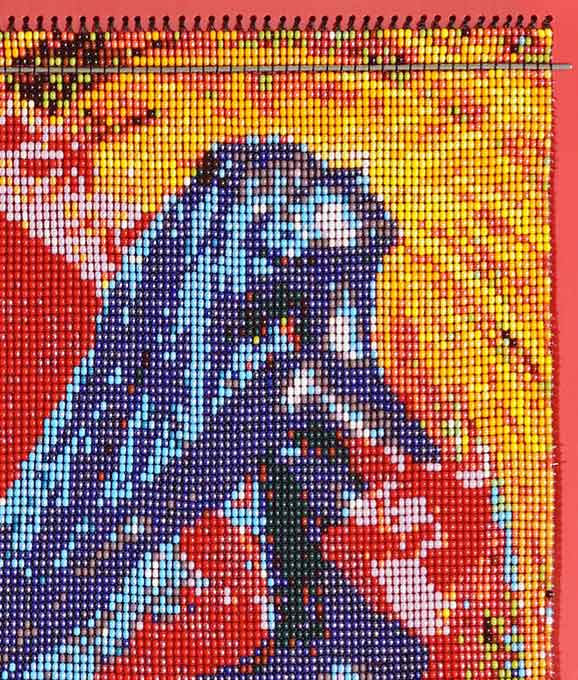 Contemporary Tapestry with Seed Beads on Threads "Free Spirit" art by Emelda Heigrujam