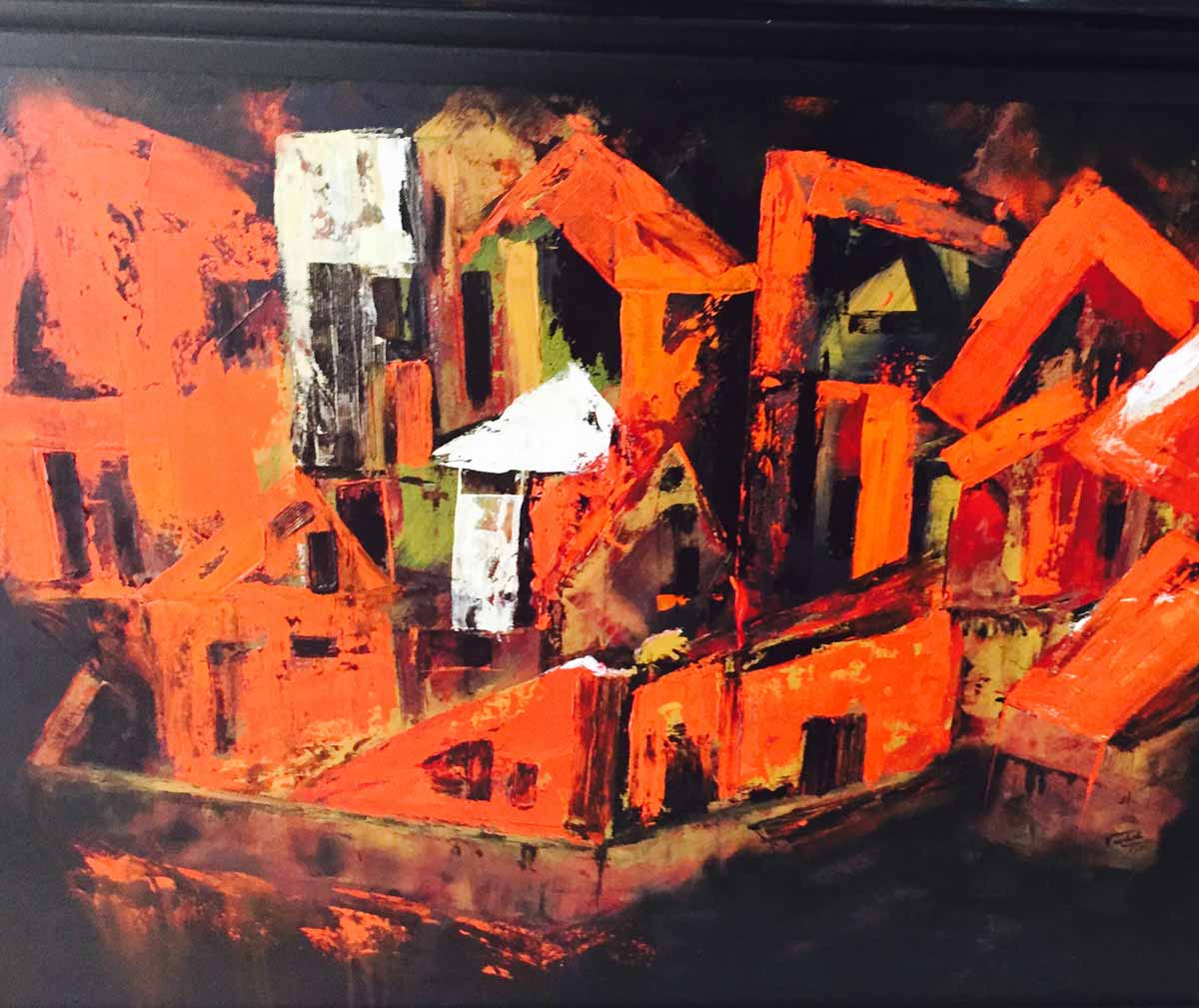 Abstract Painting with Acrylic on Canvas "Dwelling 3" art by Vaishali Rajapurkar