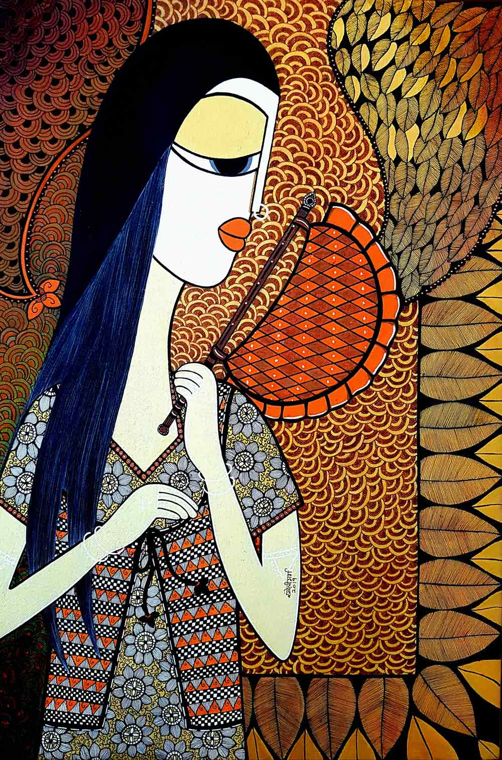 Figurative Painting with Mixed Media on Canvas "Affection" art by Rangoli Garg