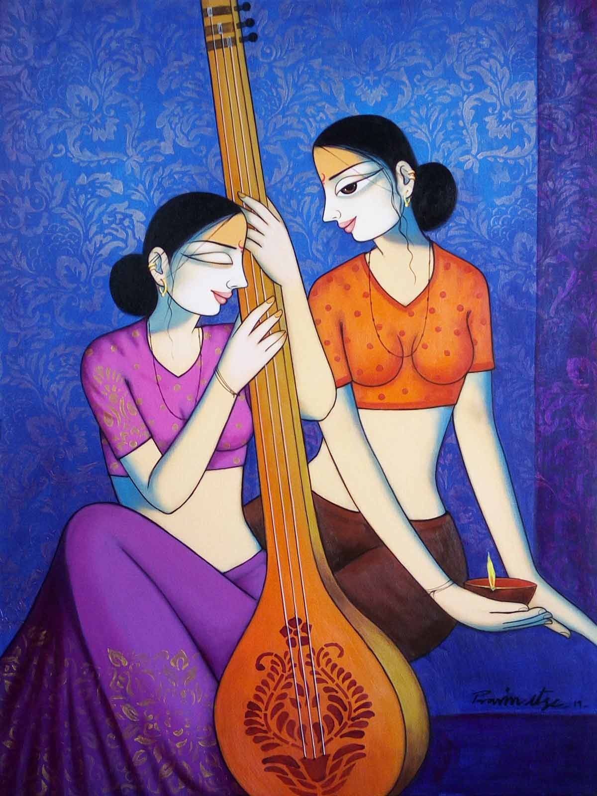 Figurative Painting with Acrylic on Canvas "Untitled-3" art by Pravin Utge