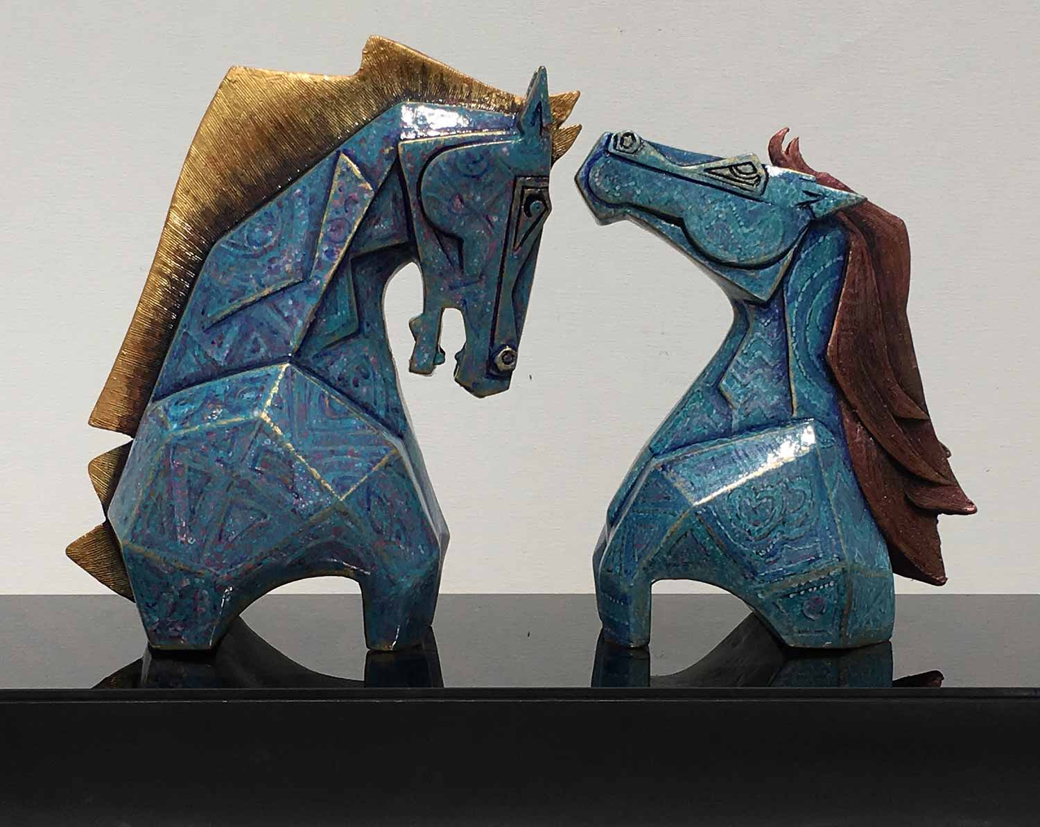 Figurative Sculpture with Fiberglass"Caressing-5" art by Dinkar Jadhav