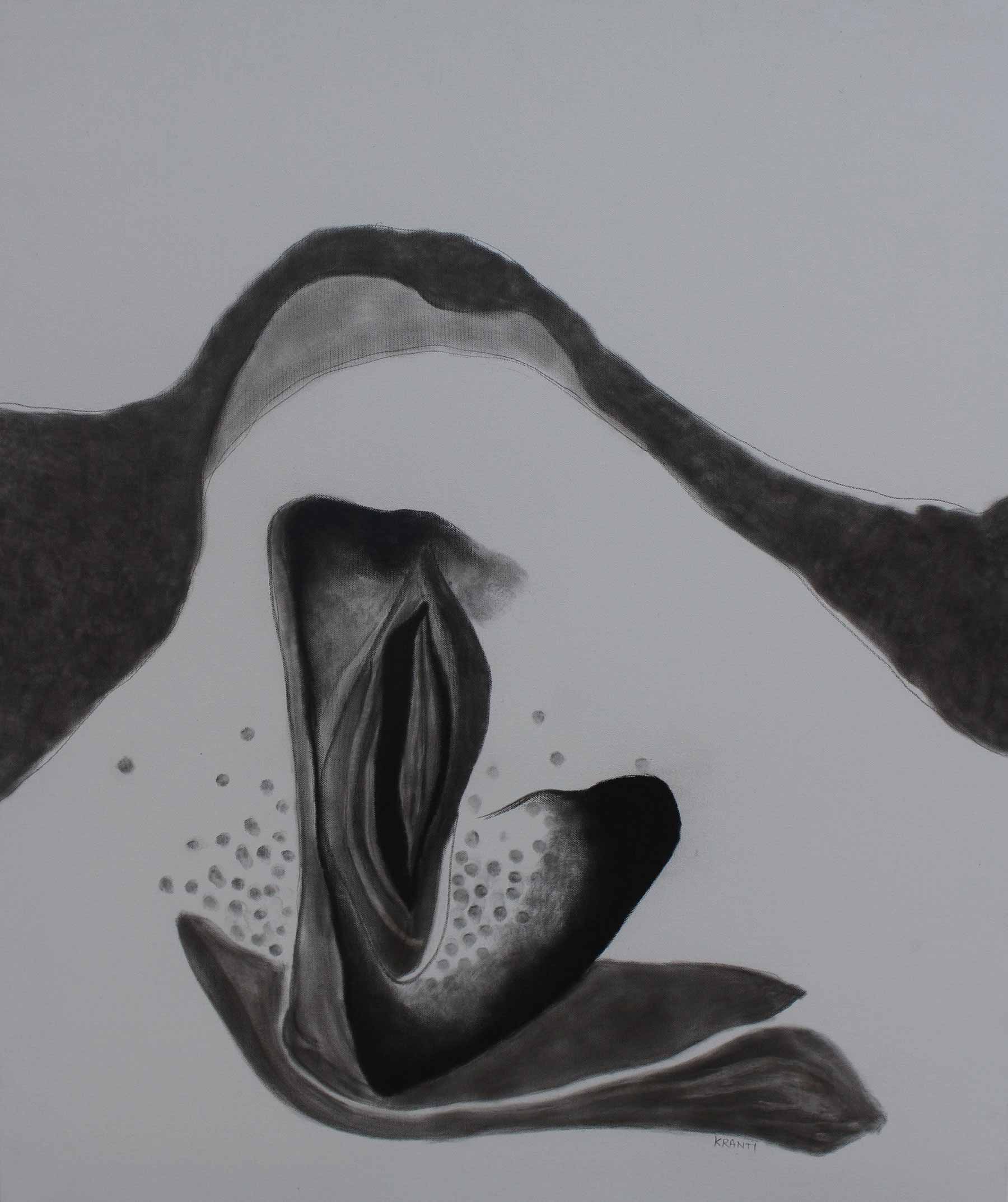 Contemporary Painting with Charcoal on Canvas "Untitled-2" art by Kranti Bankar