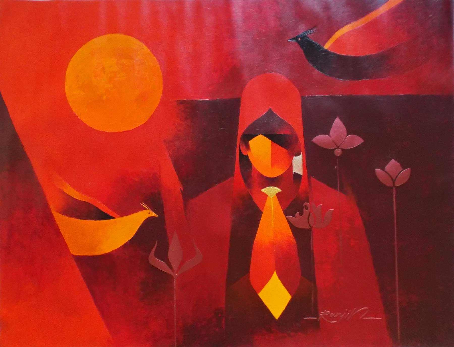Contemporary Painting with Acrylic on Canvas "Blooming-7" art by Ranjit Singh Kurmi