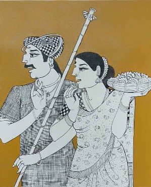 Village-people-Painting-Acrylic-on-Canvas-Chinna-Sreepathi-IG1136-IndiGalleria