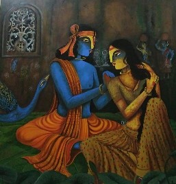 Radha-Krishna-painting-acrylic-on-canvas-renu-kashyap-IG1235-IndiGalleria