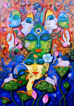 Devotion-of-krishna-16-Arjun-Das-Painting-IndiGallera-IG1021