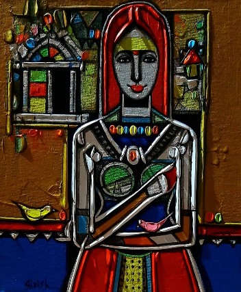 Indian-Woman-Painting-Girish-Adannavar-IndiGalleria-IG1758