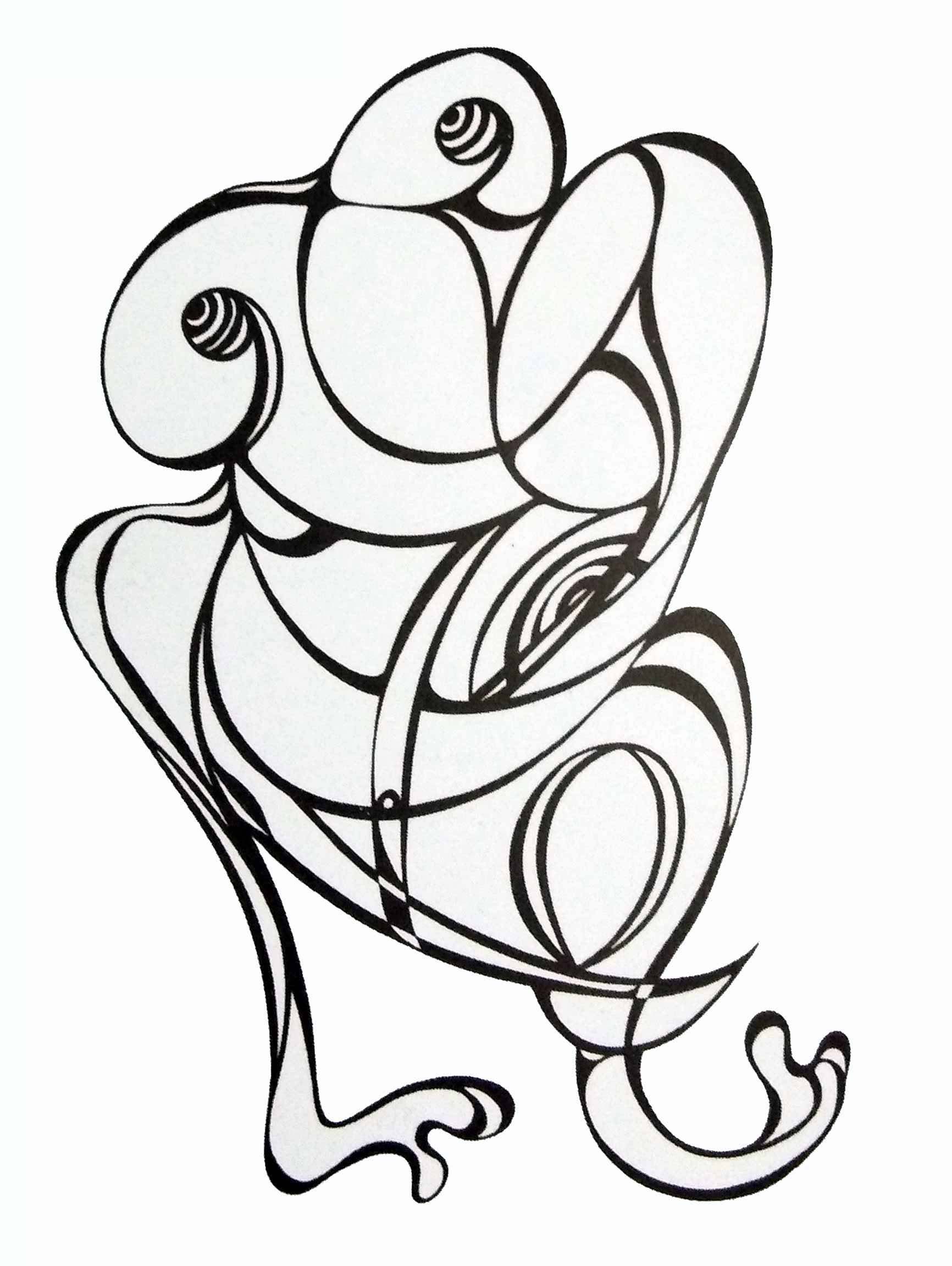 Semi Figurative Drawing with Marker on Paper "Untitled - 1" art by Narendra Kumar Verma