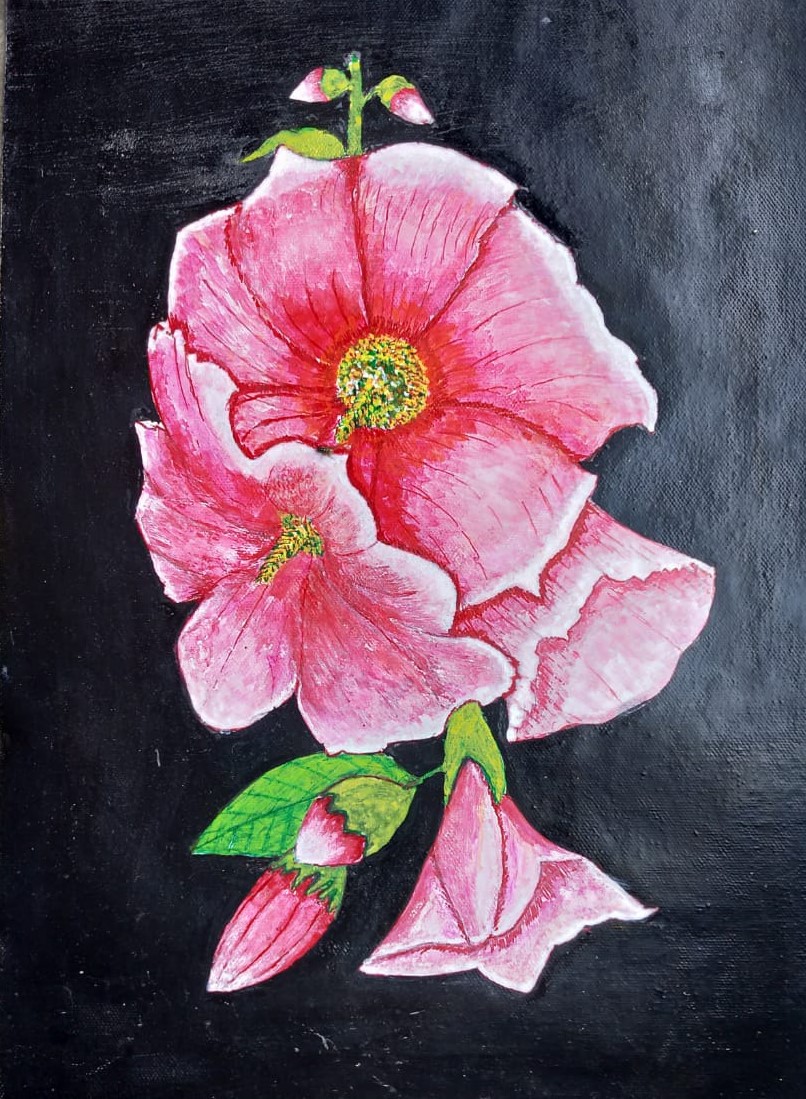 Realism Painting with Acrylic on Canvas "Flower" art by Gunwant singh Dewal