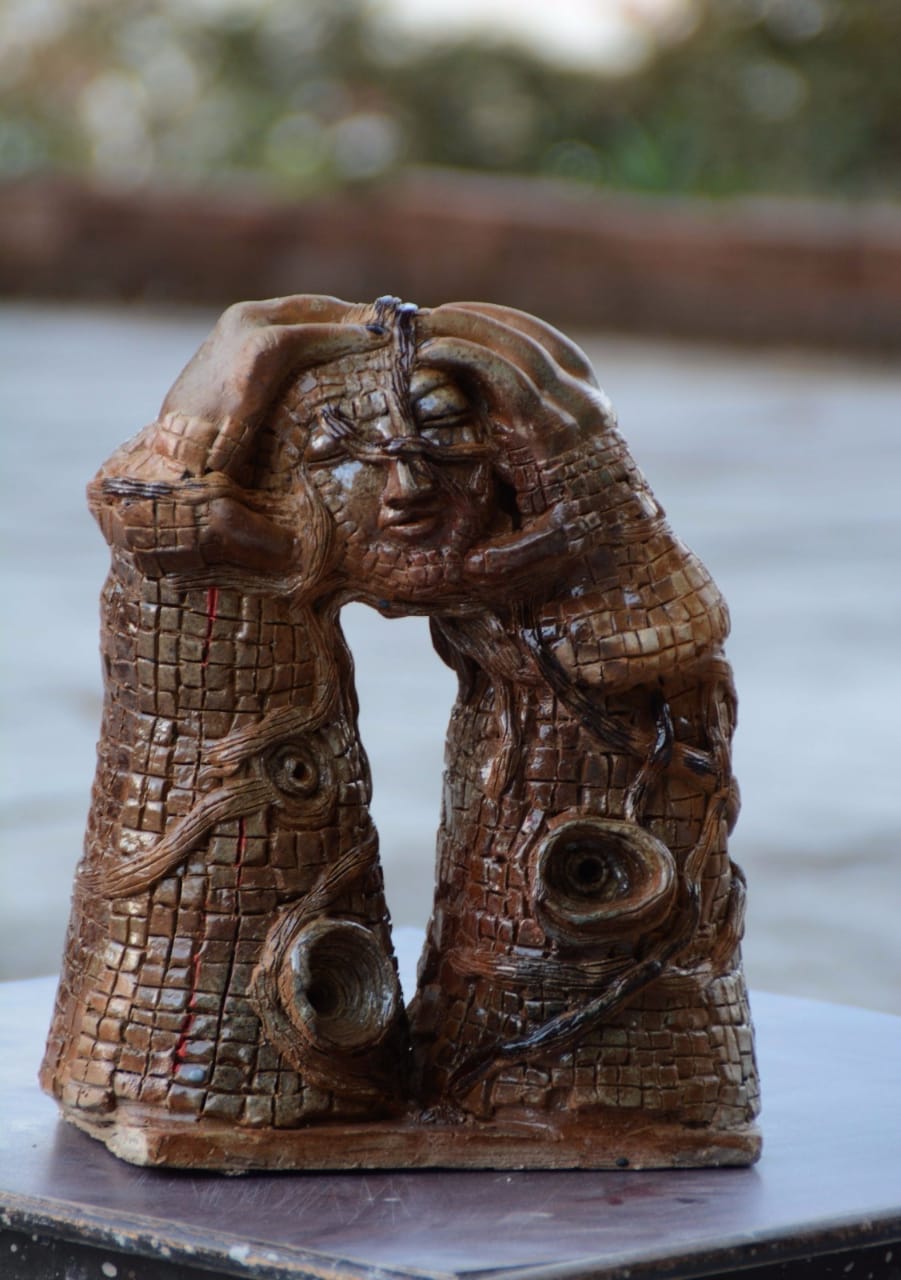 Figurative Sculpture with Ceramic"Tree in life " art by Neha Syyed