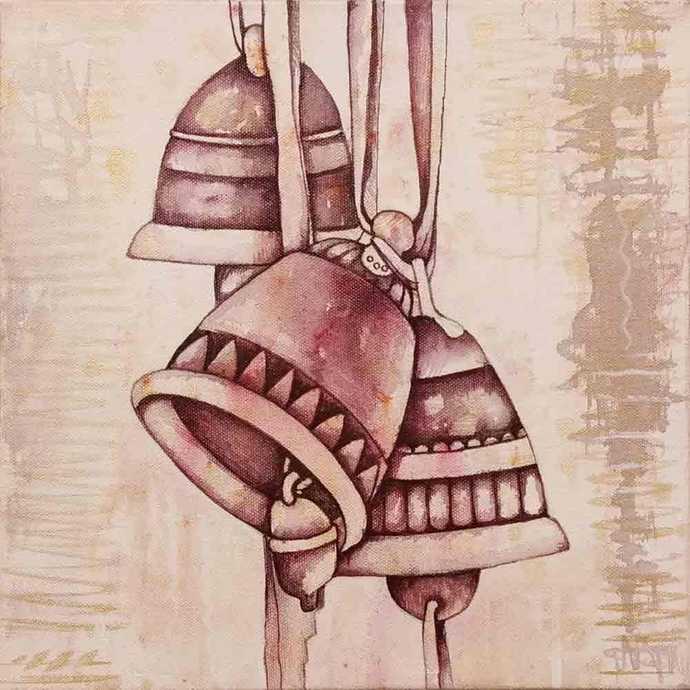 Semi Realistic Painting with Acrylic on Canvas "Bells-4" art by Bhader Singh