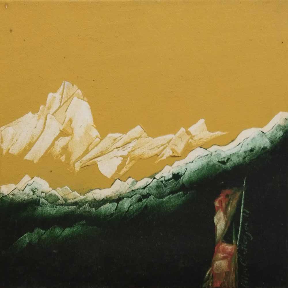 Realism Painting with Acrylic on Canvas "Himalaya-3" art by Him Chatterjee