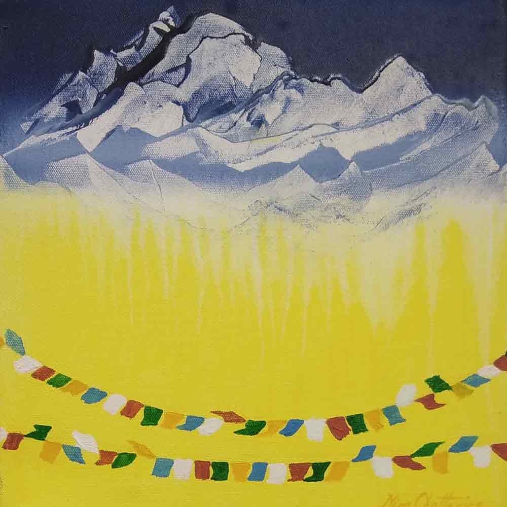 Realism Painting with Acrylic on Canvas "Himalaya-4" art by Him Chatterjee