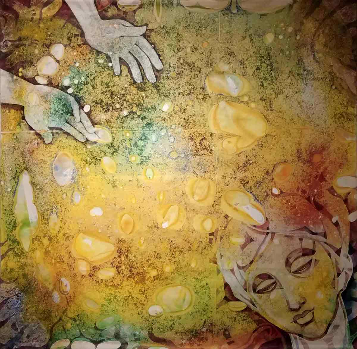Contemporary Painting with Acrylic on Canvas "Feeling Heaven" art by Bhaskar Singha