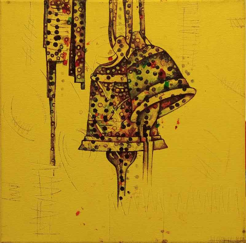 Contemporary Painting with Acrylic on Canvas "Bells" art by Bhader Singh