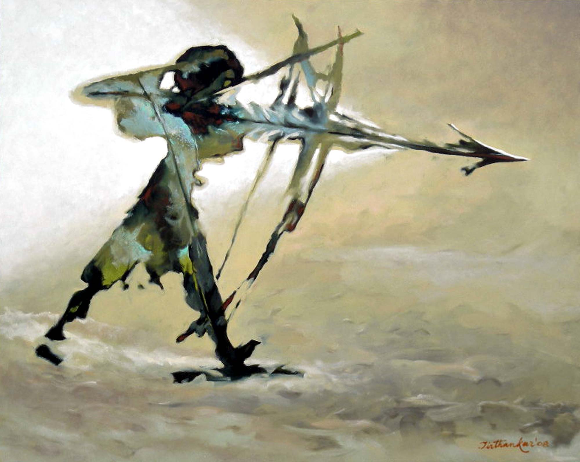 Semi Realistic Painting with Oil on Canvas "Hunter" art by Tirthankar Biswas
