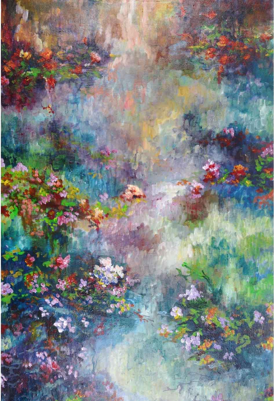 Contemporary Painting with Acrylic on Canvas "Finding path" art by Dilraj Kaur