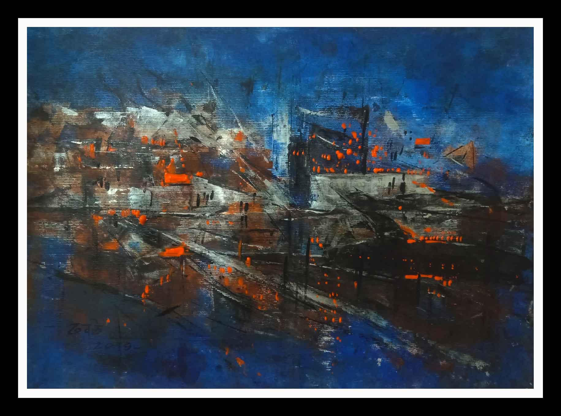 Abstract Painting with Acrylic on Paper "Untitled" art by Dnyaneshwar Dhavale
