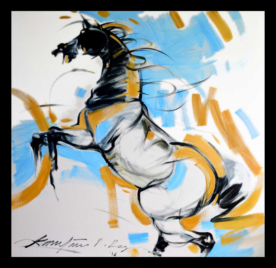 Semi Realistic Painting with Oil on Canvas "Horse-2" art by Gautam Partho Roy