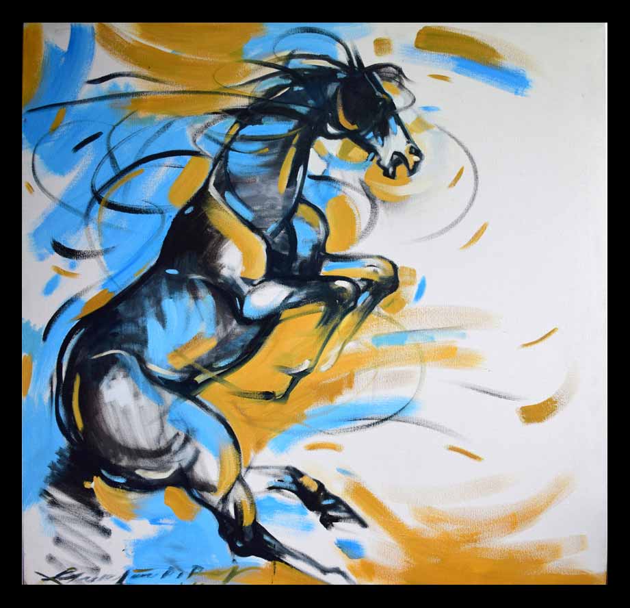 Semi Realistic Painting with Oil on Canvas "Horse-1" art by Gautam Partho Roy