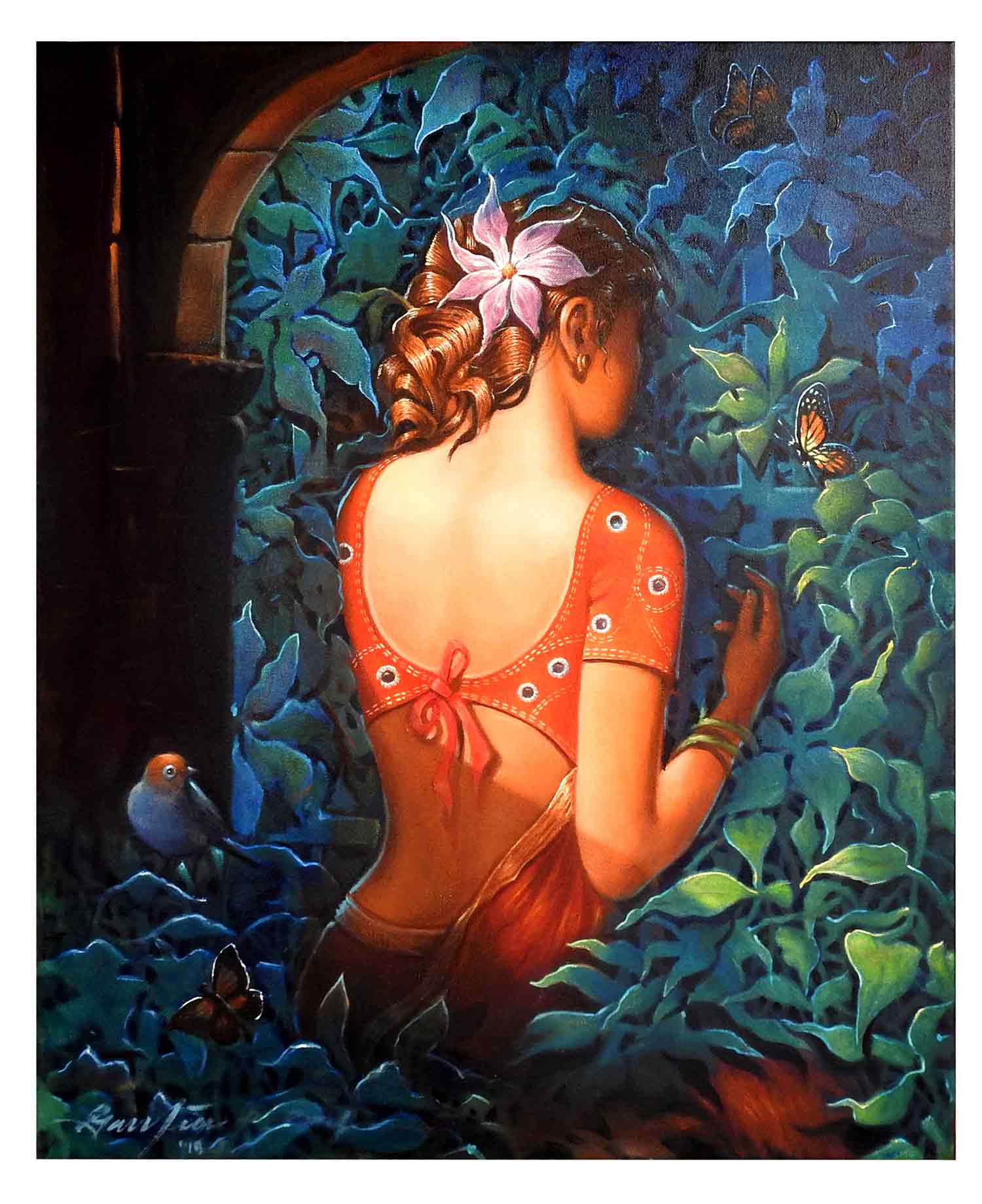 Figurative Painting with Oil on Canvas "Woman" art by Gautam Partho Roy