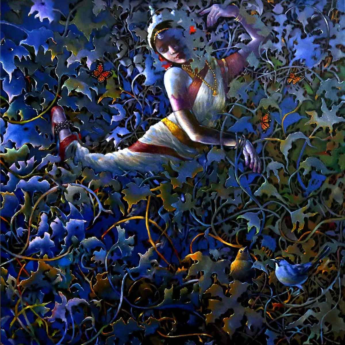 Figurative Painting with Oil on Canvas "Rhythm of Nature" art by Gautam Partho Roy