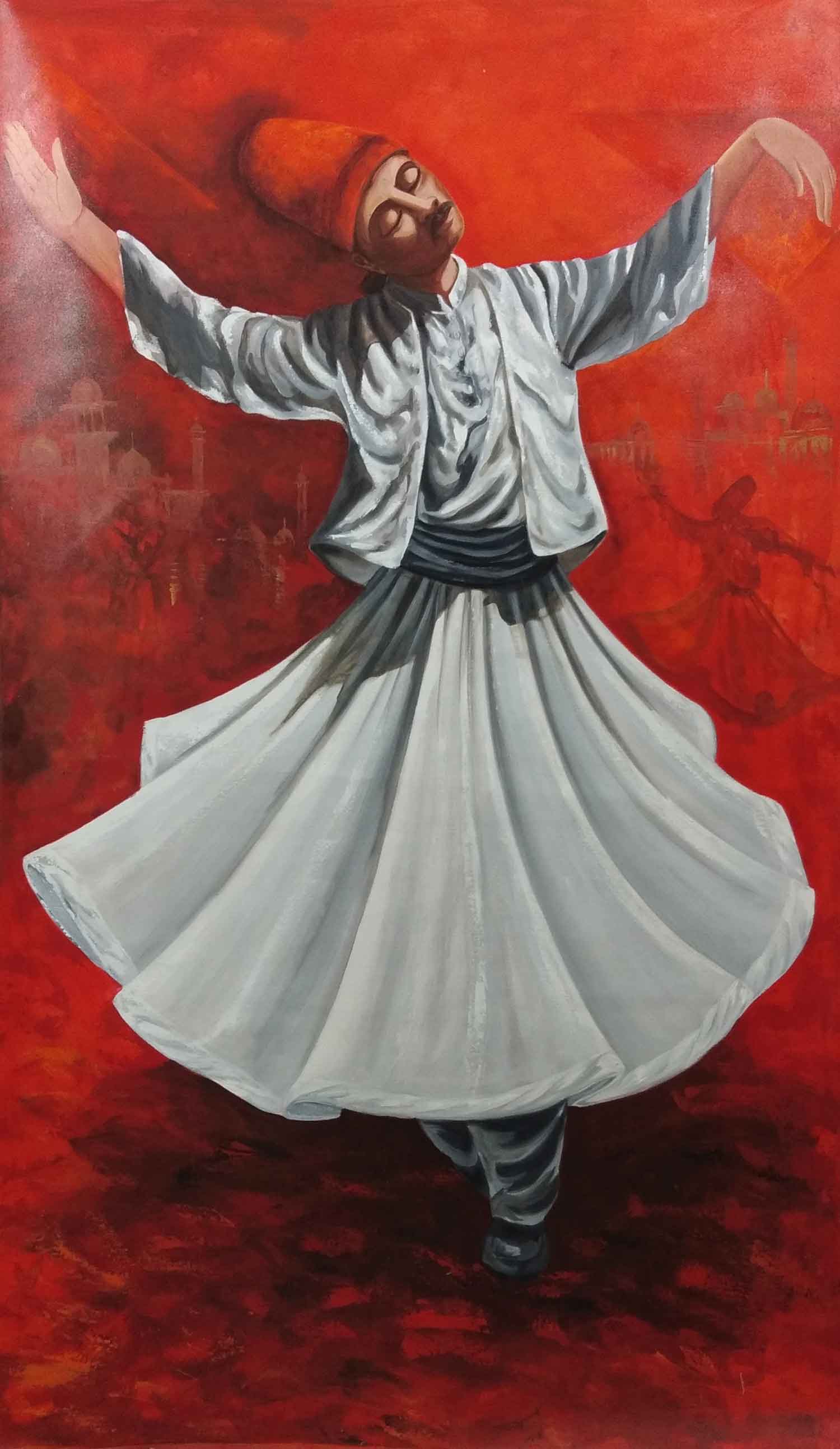 Impressionism Painting with Acrylic on Canvas "Sufi" art by Ghanshyam Kashyap