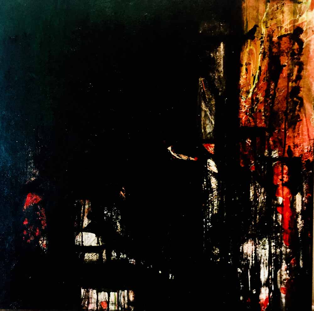 Abstract Painting with Acrylic on Canvas "Dwelling 4" art by Vaishali Rajapurkar