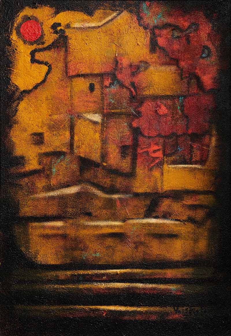 Abstract Painting with Acrylic on Canvas "Dwelling 2" art by Vaishali Rajapurkar