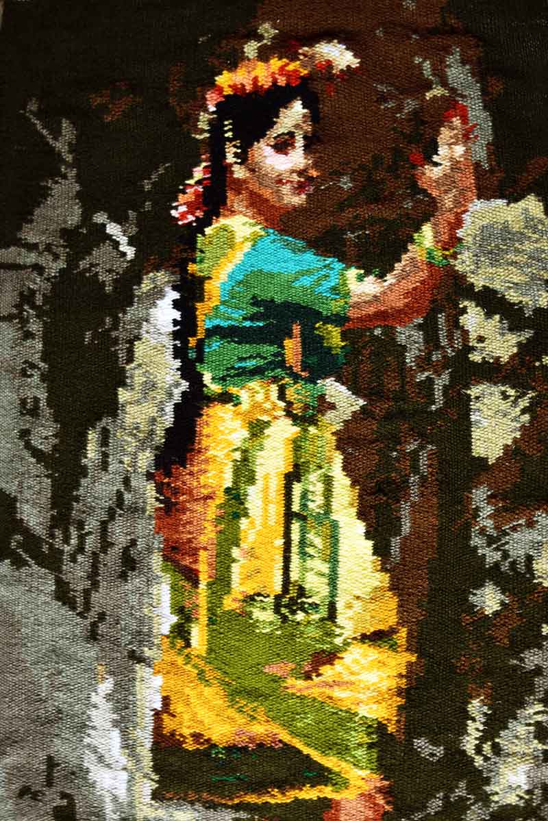 Figurative Tapestry with Wool on Threads "The Dancing Lady" art by Vaishali Verma