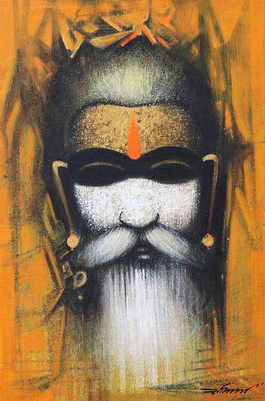 Portraiture Painting with Acrylic on Canvas "Mystic Sadhu 2" art by Somnath Bothe