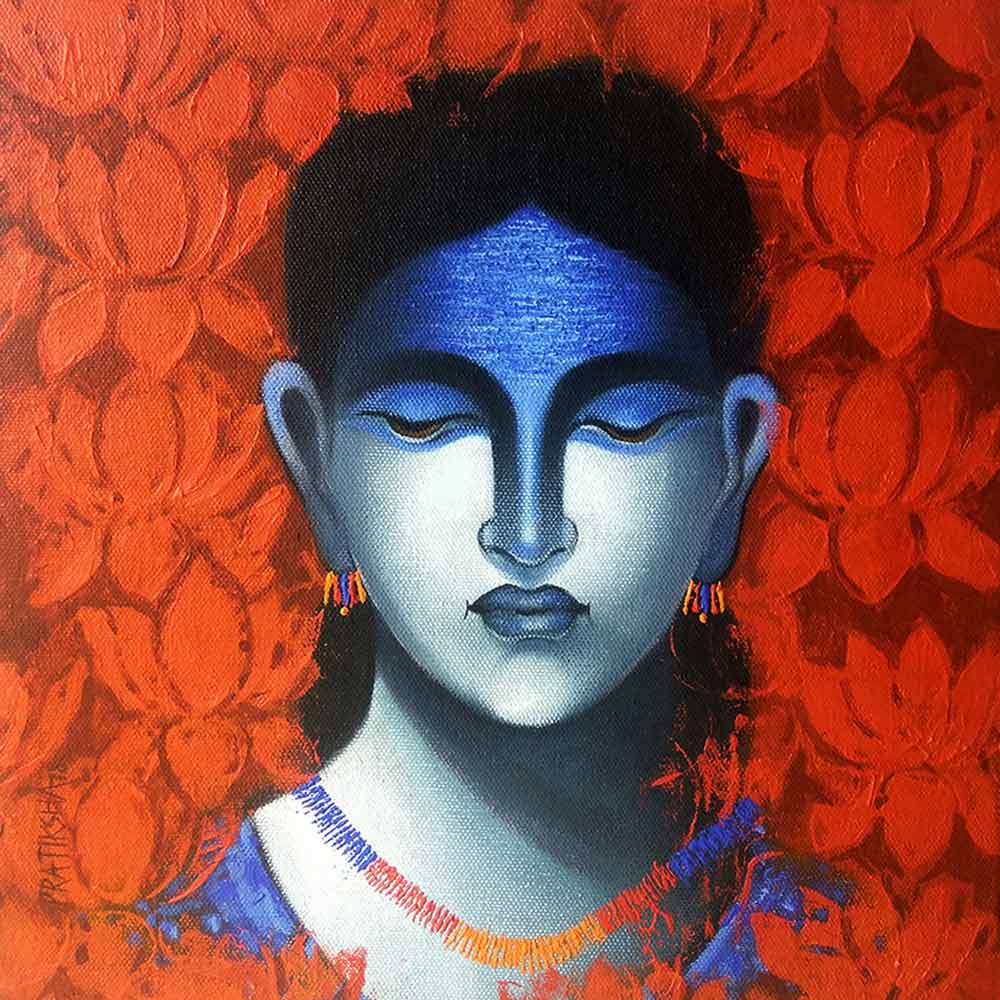 Portraiture Painting with Acrylic on Canvas "Celestial Beauty Sursundari" art by Pratiksha Bothe