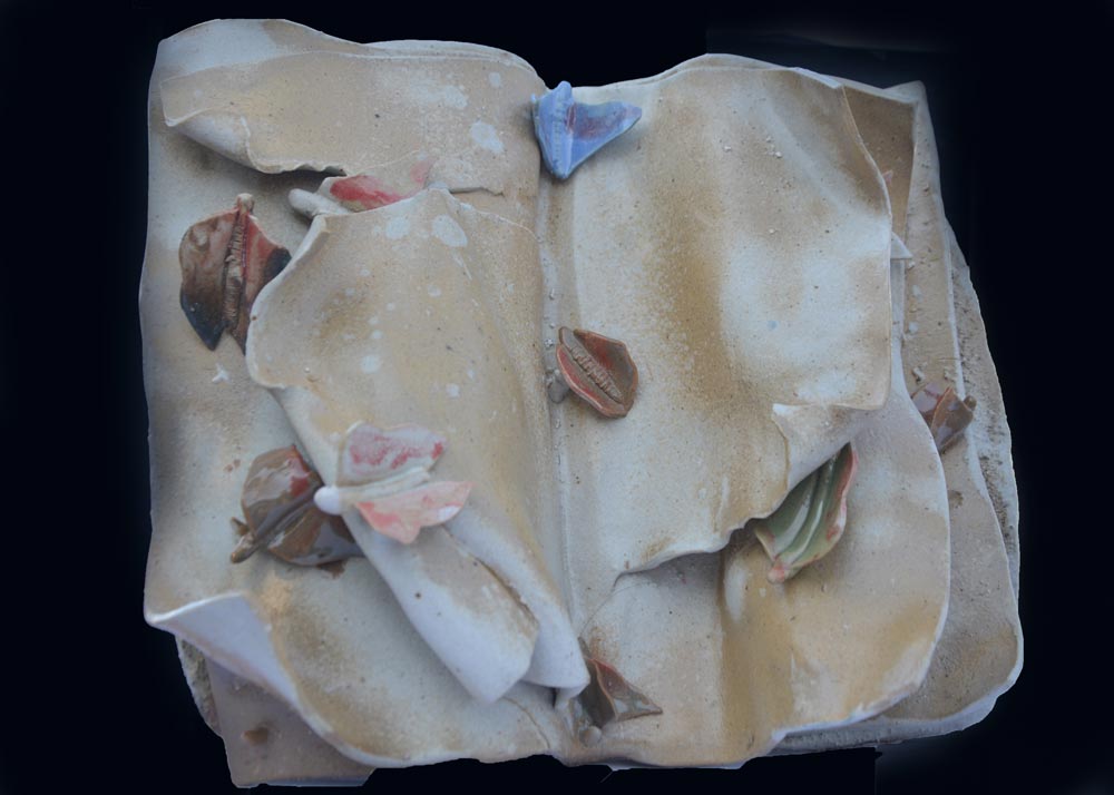 Contemporary Sculpture with Ceramic"Book Udan" art by Neha Syyed