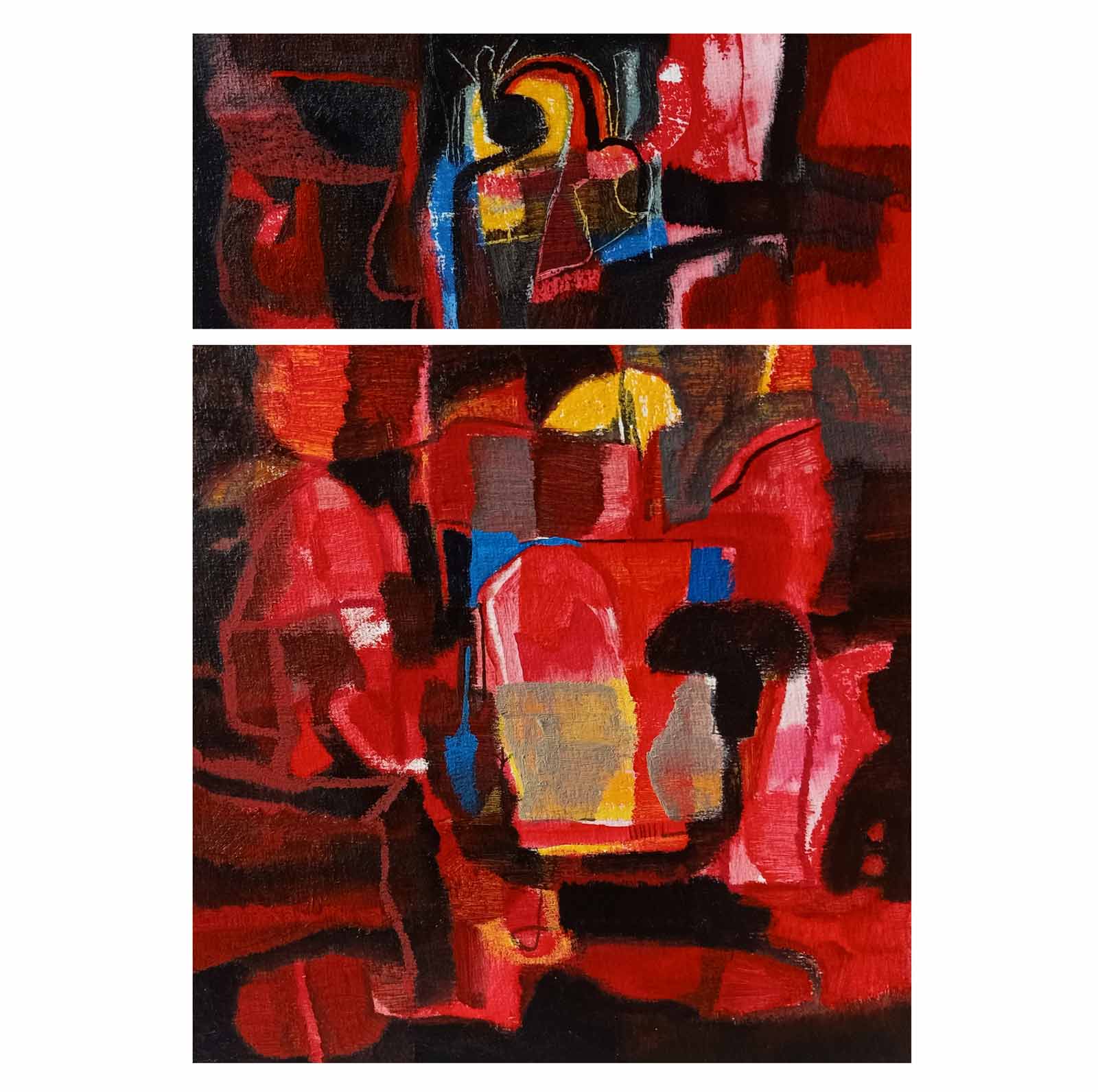 Abstract Painting with Acrylic on Paper "Abstract-8" art by Abhijeet Shantaram Ghawale