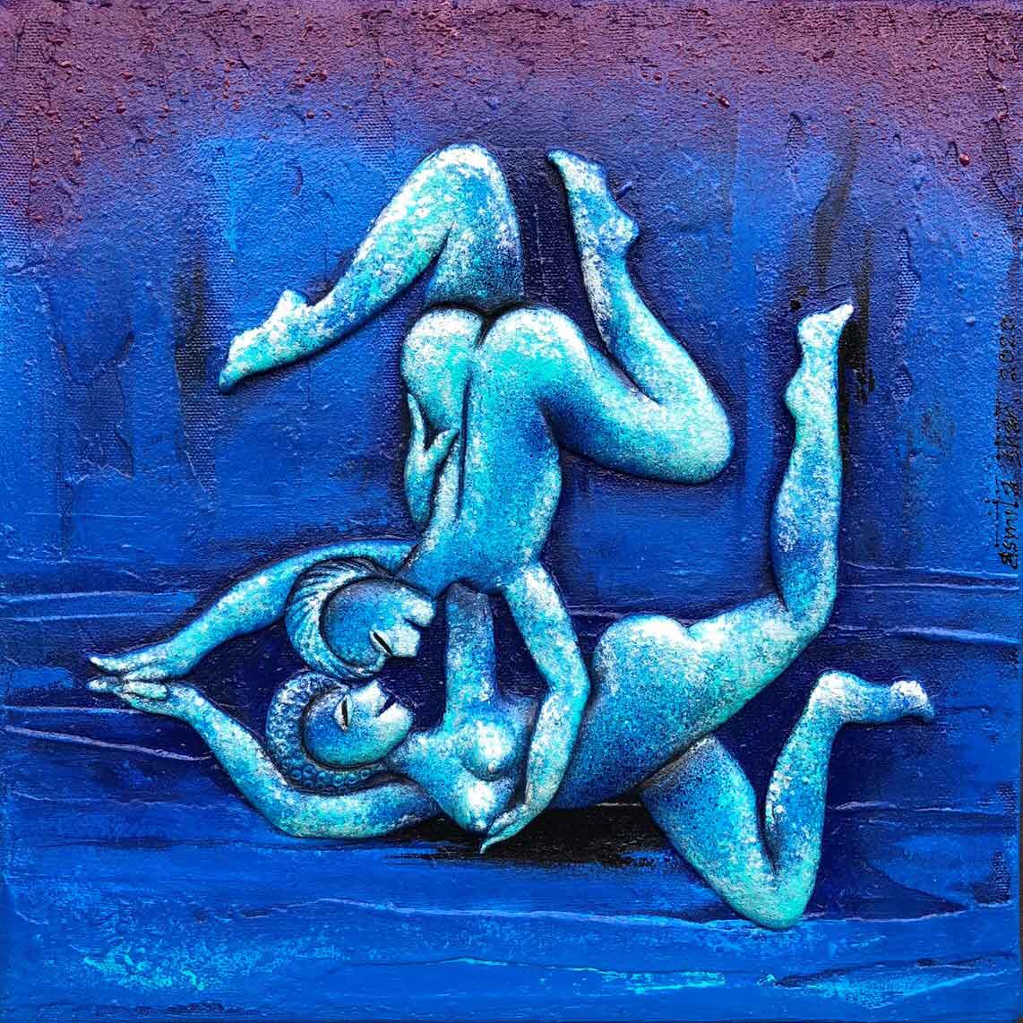 Figurative Painting with Mixed Media on Canvas "Love-1" art by Asmita Shah