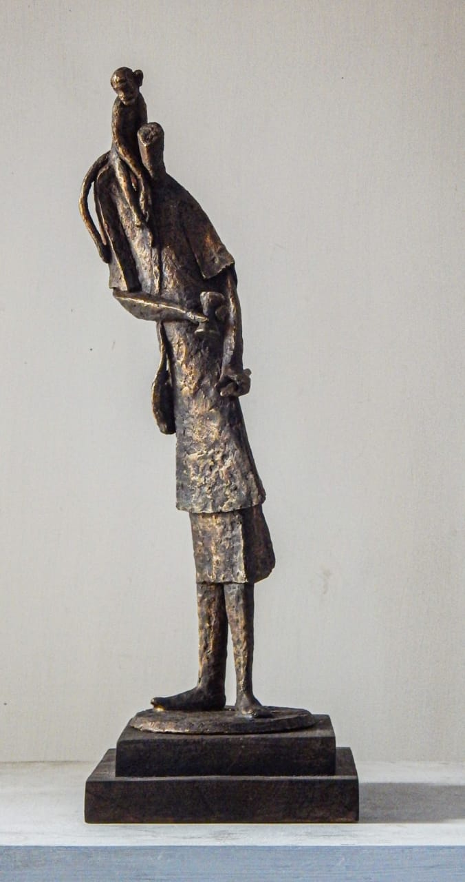 Figurative Sculpture with Bronze"Bonded" art by Prabir Roy