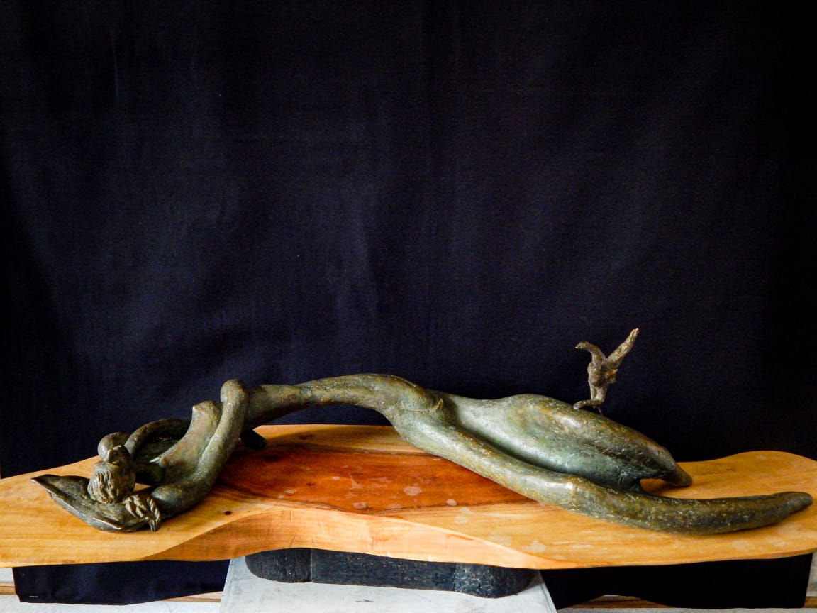 Figurative Sculpture with Bronze"Passionate Dream" art by Prabir Roy