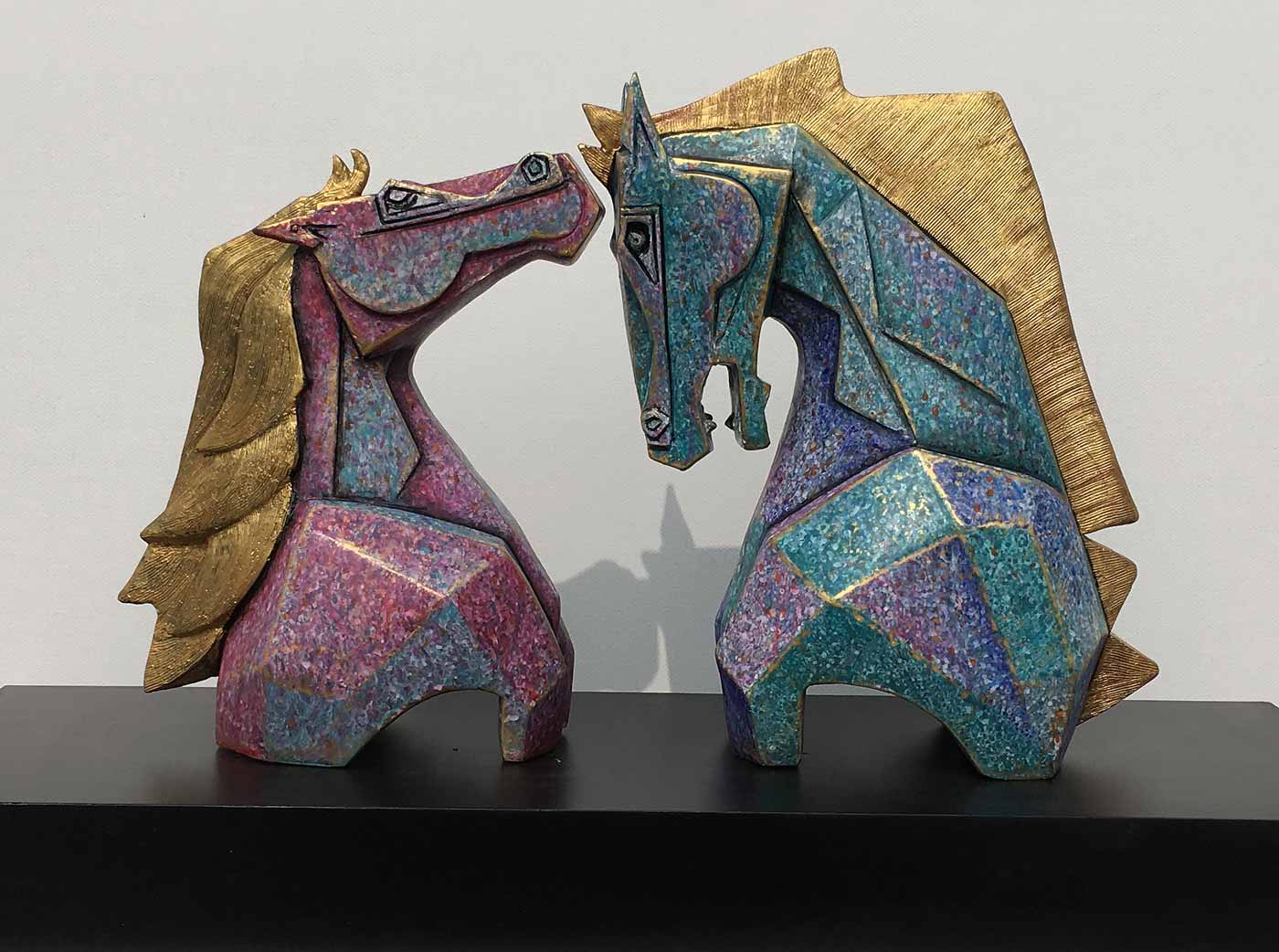 Figurative Sculpture with Fiberglass"Caressing" art by Dinkar Jadhav