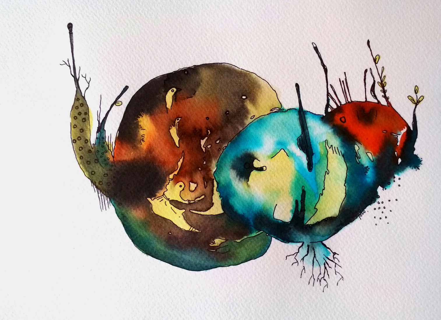 Contemporary Painting with Watercolor on Paper "Fish-H" art by Anamika S 