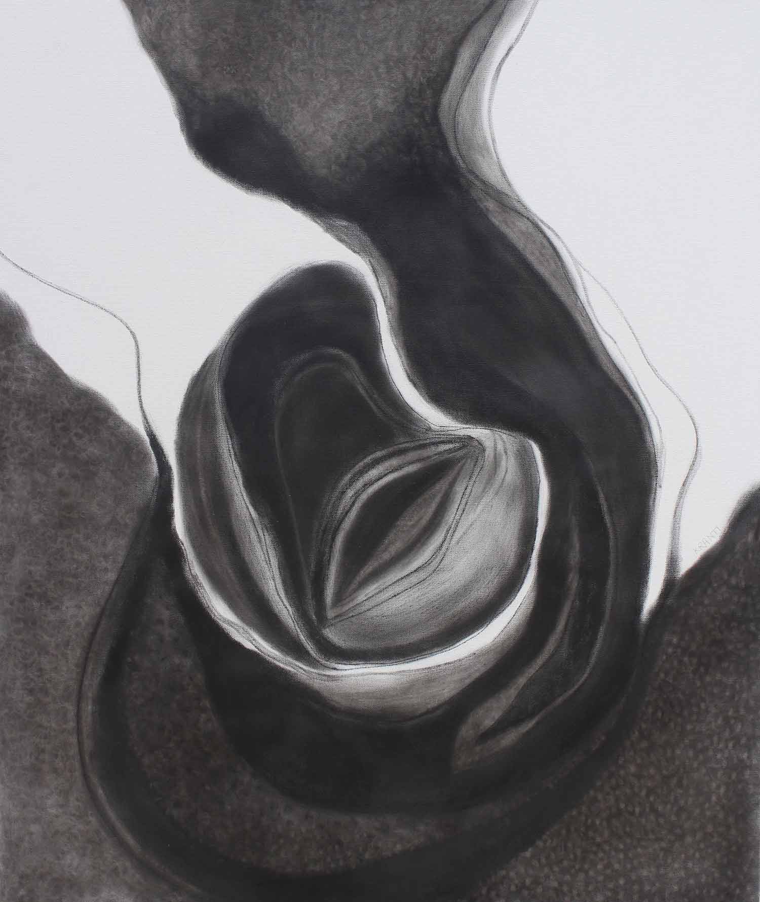 Contemporary Painting with Charcoal on Canvas "Untitled-1" art by Kranti Bankar