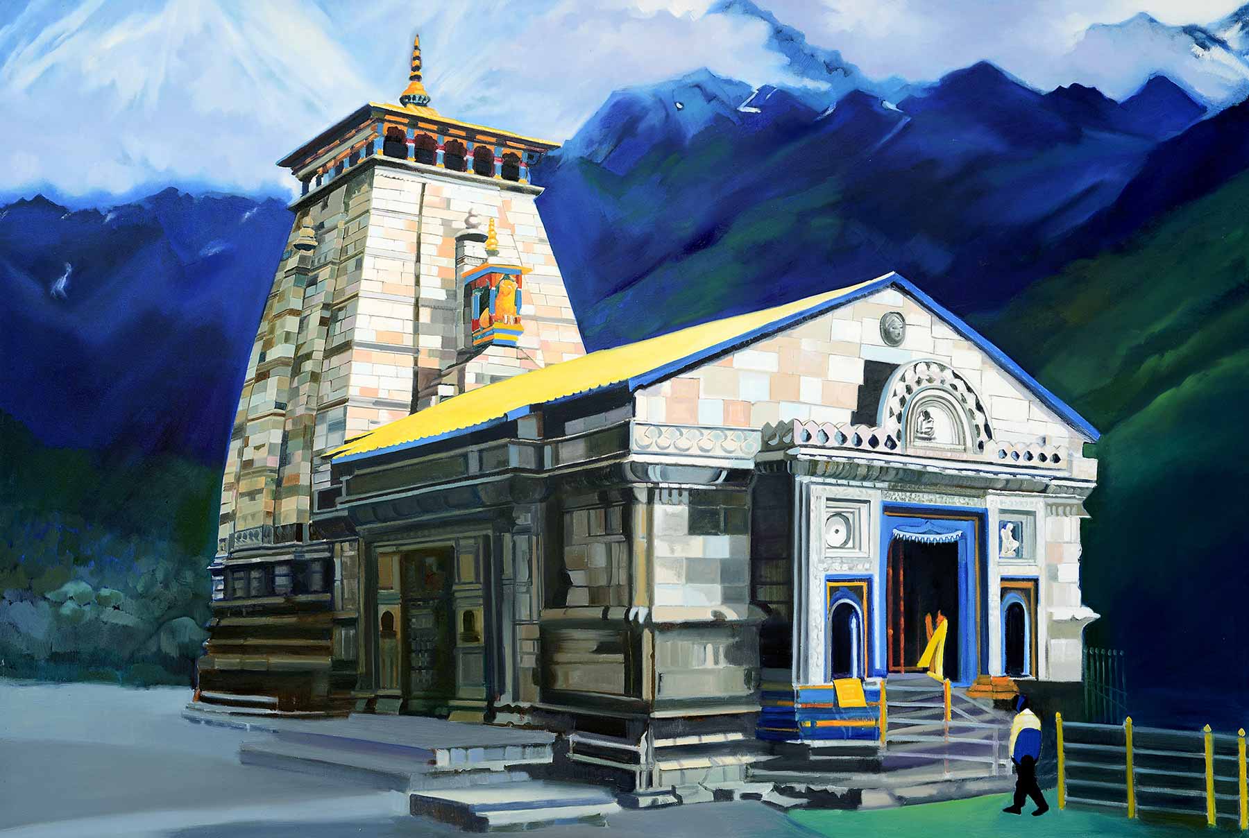 Realism Painting with Oil on Canvas "Kedarnath-2" art by Sangeeta V Takalkar