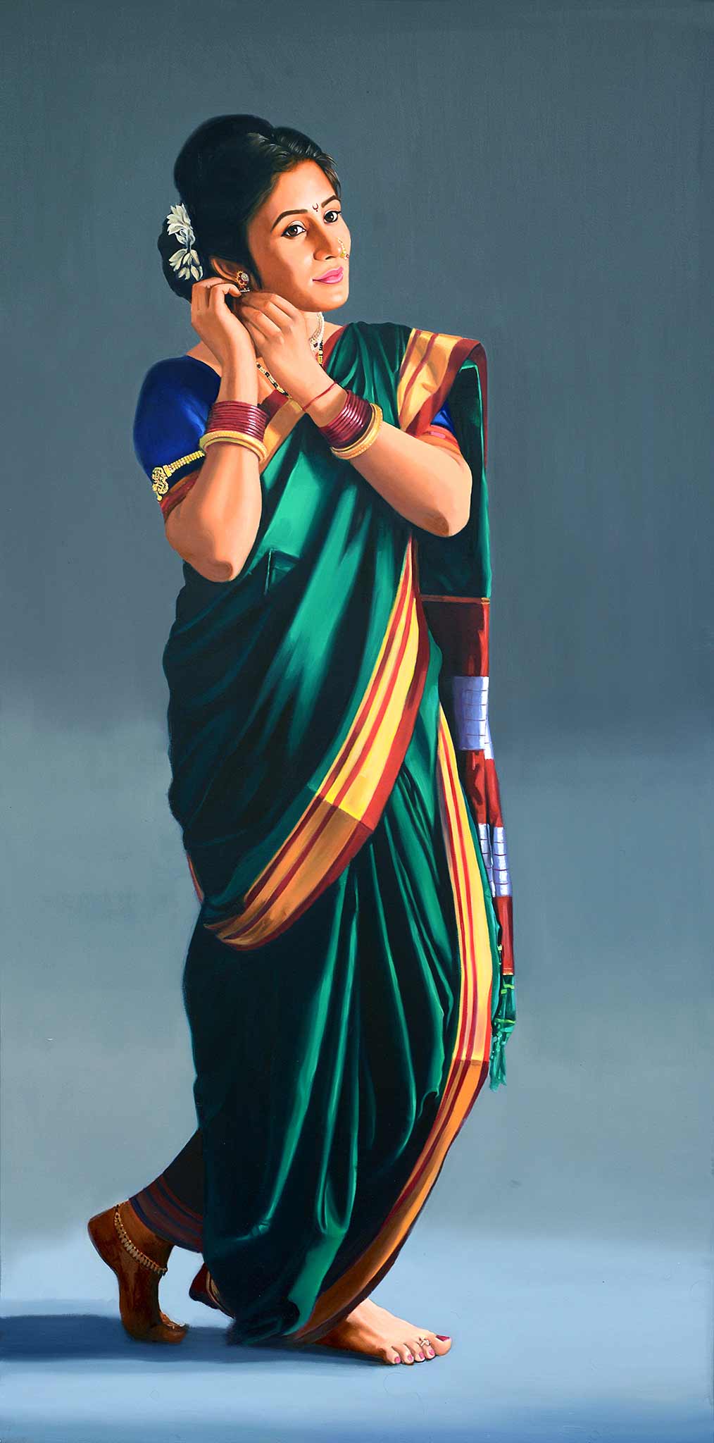 Realism Painting with Oil on Canvas "Manodnya" art by Vinayak G Takalkar