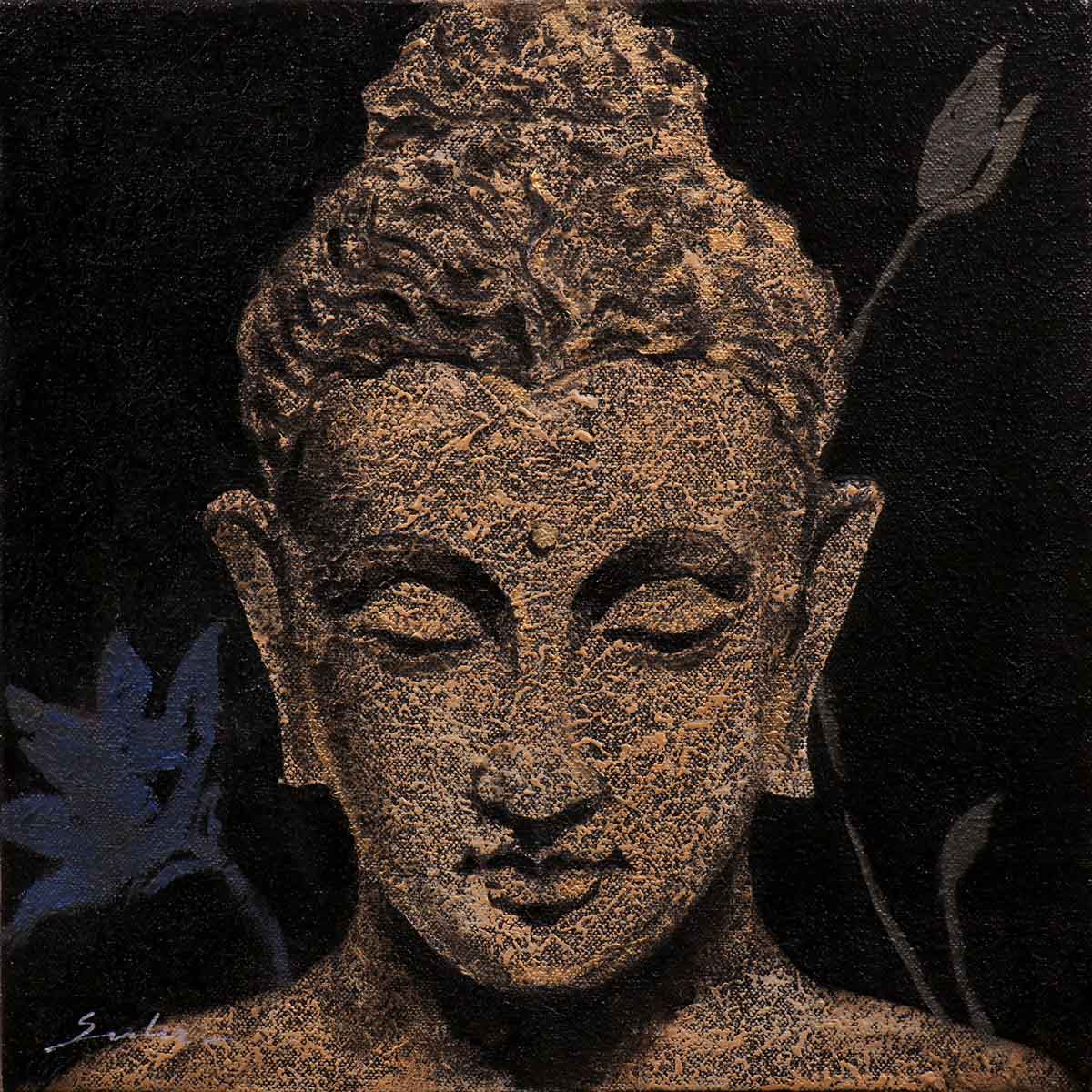 Portraiture Painting with Acrylic on Canvas "Buddha-1" art by Sulakshana Dharmadhikari