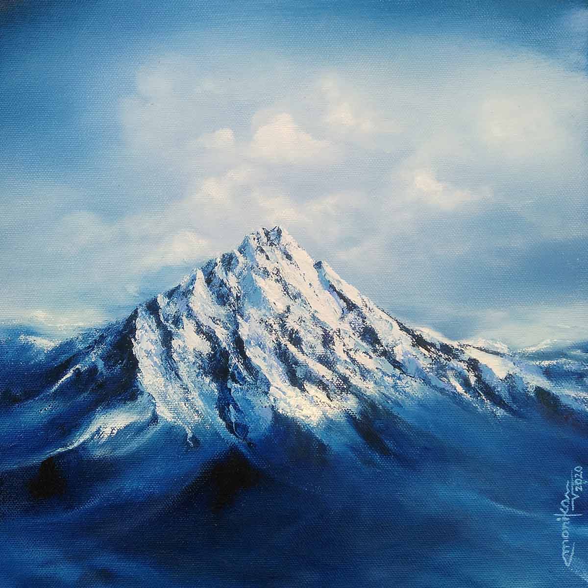 Realism Painting with Oil on Canvas "Mountain-5" art by Monika Vishwakarma