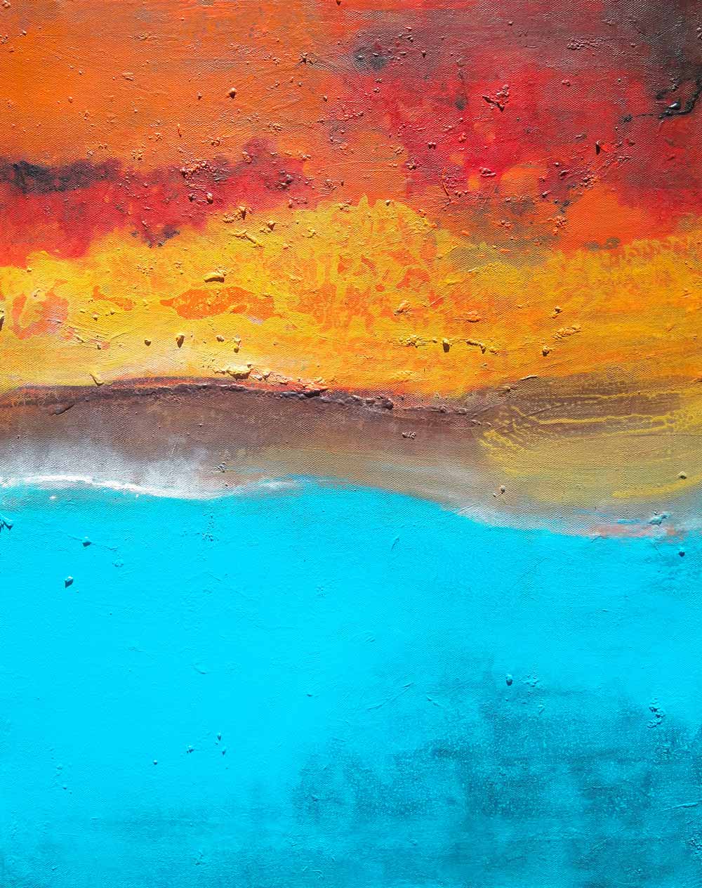 Semi Abstract Painting with Acrylic on Canvas "Ocean-3" art by Amol P Savant