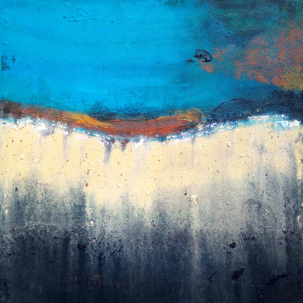 Semi Abstract Painting with Acrylic on Canvas "Ocean-7" art by Amol P Savant