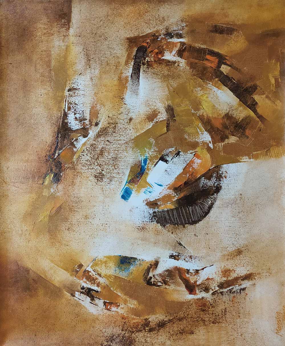 Abstract Painting with Oil on Canvas "Untitled-1" art by Mansing Katkar